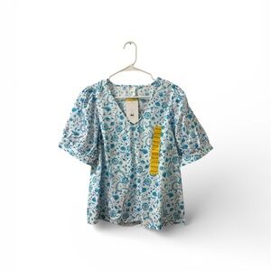 Draper James Blue Floral Blouse